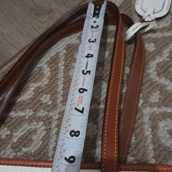 Dooney & Bourke White and Brown Leather Tote Bag - Picture 13 of 14